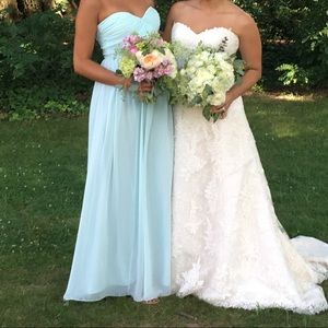 Donna Morgan collection strapless bridesmaid dress